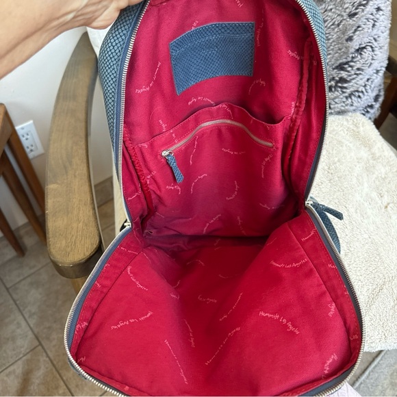 Hammitt Blue Snakeskin Leather Backpack Bag - Picture 8 of 12